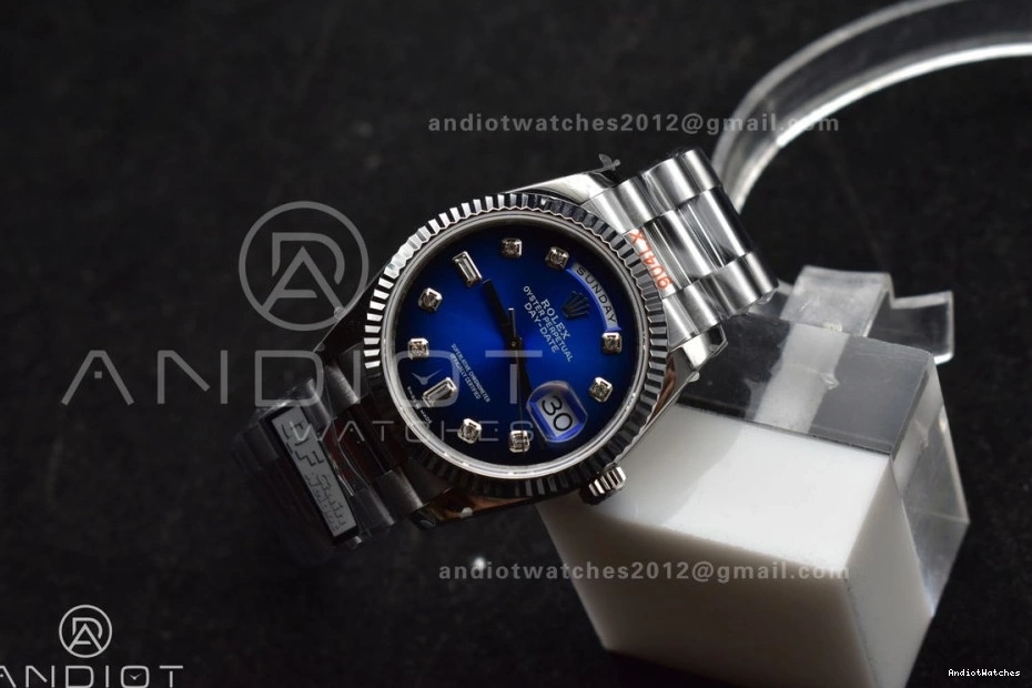 Blue DayDate SS Best Steel (Gain 36 904L Weight) 677 on vr3255 Diamond V5 Bracelet QF President FlexibleFit Dial Edition 0716